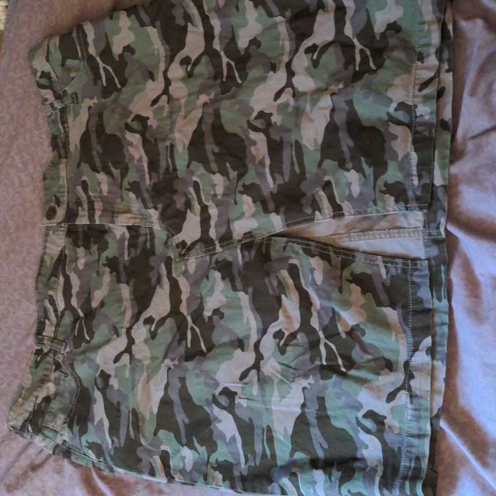 3X Plus Size Army Stretchy Skirt Front Slit 3X